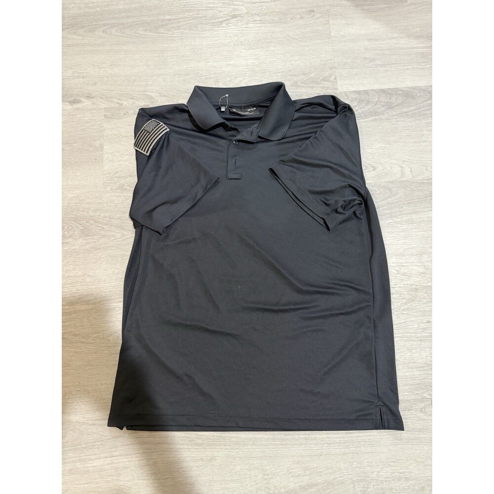 Under Armour Performance Polo Shirt Black American Flag Large Short Sleeve